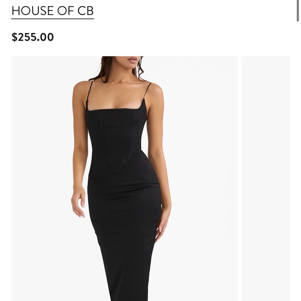 House of CB Black Strapless Corset Midi Dress